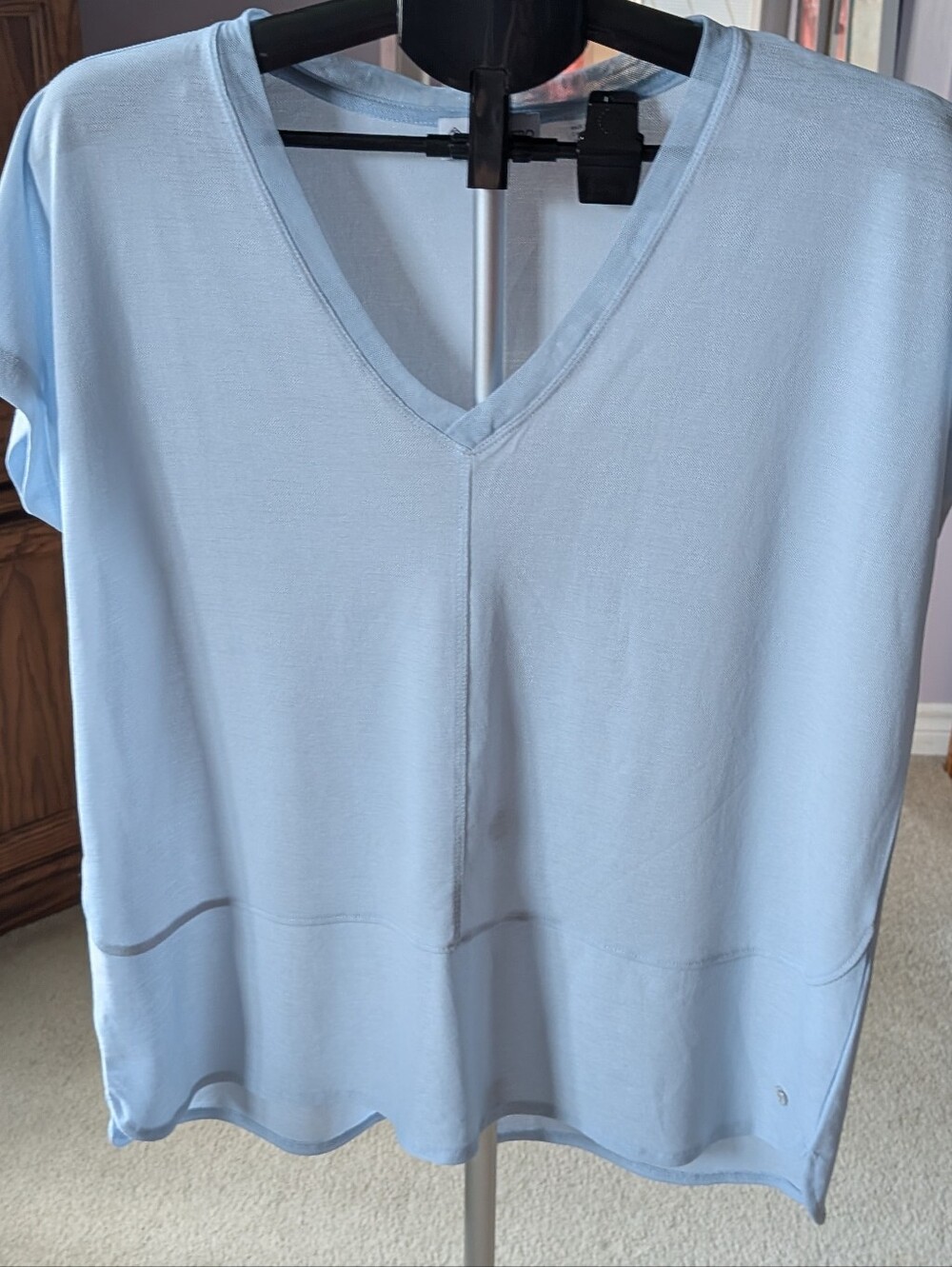 Point Zero Soft Light Blue V-Neck Tunic Top. Designed In Canada